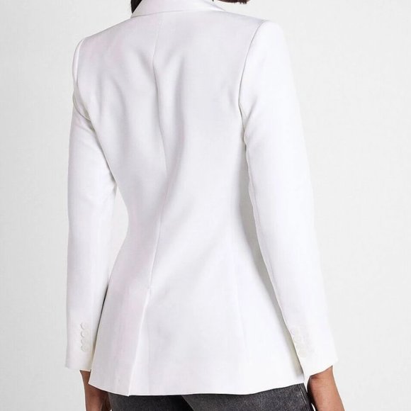 Express Women’s White Coat Cover Up Jacket Blazer Size 14 - Picture 2 of 13